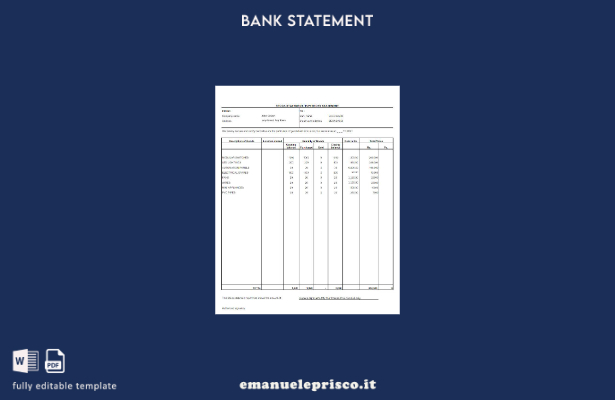 modello di pagina word estratto conto bancario India UCO in stile verificato